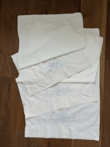 3 Vintage Queen Size Pillowcases Blue Embroidered Hemstitch - $36.00