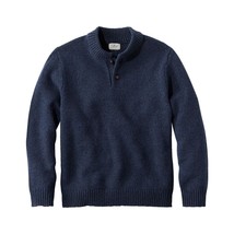 Mens Size XL LL Bean Blue Pure Lambs Wool Knit Henley Classic Ragg Wool Sweater - £30.78 GBP