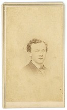 CIRCA 1870&#39;S CDV Handsome Young Man Curly Hair in Suit Jordan &amp; Co. New York, NY - £7.45 GBP
