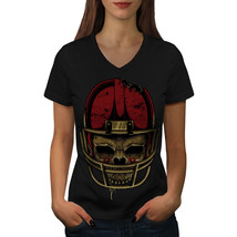 American Football Shirt Skull Face Women V-Neck T-shirt - $12.99