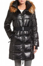 $295 S13 Qulited Gloss Down Coat Large 8 10 Jet Black Feather Optional F... - $200.48