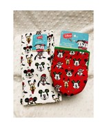 Disney Mickey &amp; Friends Holiday (2)Kitchen Towels &amp; (2)Oversized Mini Mi... - £17.31 GBP