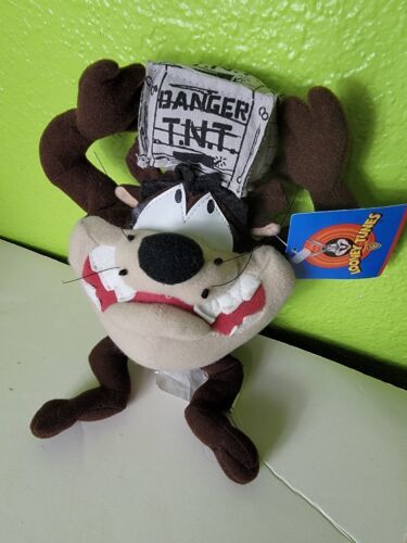 Vintage Looney Tunes Tasmanian Devil Taz Stuffed Animal Plush Danger TNT... - $19.59