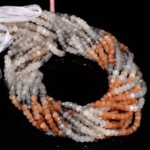 Natural Multi Moonstone Round Shape Faceted StyleStrand 13&quot; Beads 5X5X3 ... - £148.04 GBP