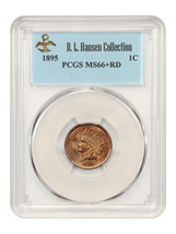 1895 1C PCGS MS66+RD ex: D.L. Hansen - £3,046.02 GBP