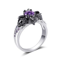 ERLUER rings for women Girls Crystal Zircon  fashion jewelry woman bat black rin - £12.08 GBP
