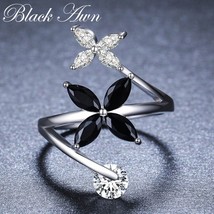 2021 New Romantic 925 Sterling Silver Fine Jewelry Engagement Black Spinel Weddi - £9.08 GBP