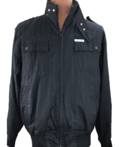 Live Mechanics Moto Jacket Well Established Black Striped Windbreaker La... - $59.99