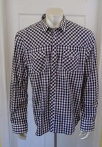 English Laundry Men&#39;s Long Sleeve Button Up Purple Blue Plaid Cotton Shi... - $120.50 MXN