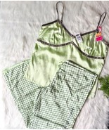 Old Navy Deadstock Vintage Women’s Pajama Top &amp; Pants Silk Set Lime Gree... - €33,40 EUR