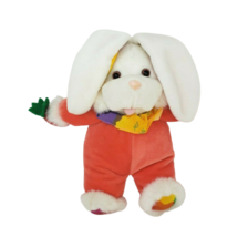 8&quot; Vintage Chosun White + Coral Bunny Rabbit W Carrot Stuffed Animal Plush Toy - £22.02 GBP