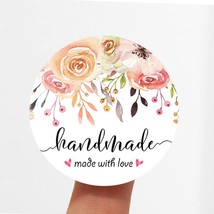 Handmade with Love Stickers Floral Handmade Favor Labels 120pcs set Hand... - £14.54 GBP