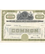 New York, Chicago, St. Louis RR Co.. Stock Certificate 1952 Green - 100 ... - £7.58 GBP