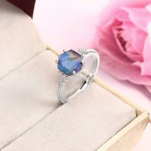 Natural 925 Sterling Silver Moonstone Gemstone Ring, Best anniversary gift - £27.51 GBP