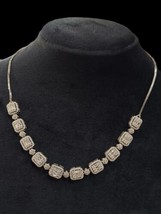 5CT Baguette Y Redondo Cz Cortado Diamante 925 Collar de Plata de Ley 45.7cm - £103.60 GBP