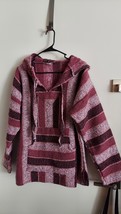 Hooded Burgundy and Beige Pullover, center front pocket, size L, Long sl... - €10,25 EUR