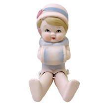 Shackman Vintage Hand Painted Porcelain Bisque Muff Doll With Dangle Legs Japan - £25.88 GBP