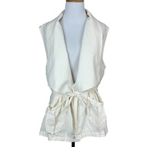 Juicy Couture Vest Womens XL Ivory Linen Blend Drawstring Pockets Sleeve... - £23.55 GBP