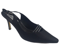 Coloriffics Divine Black Size 9 Women&#39;s Heels Slingback Pointed Toe Rhin... - £37.99 GBP