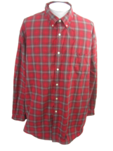 The Foundry Men dress shirt PLAID long sleeve pit to pit 31 3XLT red cot... - £15.85 GBP