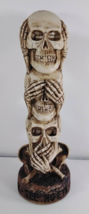 &quot;Hear, See, Speak No Evil&quot; Triple Stacked Skeleton Skulls 10.5&quot; Statue Decor - £15.38 GBP