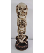 &quot;Hear, See, Speak No Evil&quot; Triple Stacked Skeleton Skulls 10.5&quot; Statue D... - £15.13 GBP