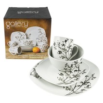 Dinnerware 16 Piece Tabletops Gallery Gray Cherry Blossom Flower Casual Design - £45.56 GBP