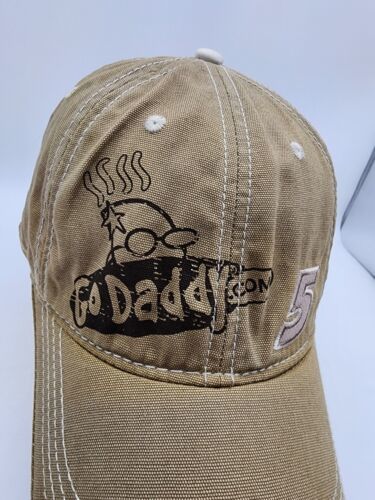 Go Daddy Mark Martin Nascar #5 Green Khaki Baseball Cap Hook and Loop Strap - $9.99