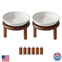 Havniva Elevated Ceramic Cat Dish Set White Anti-Slip Food &amp; Water Bowl ... - $50.97