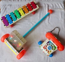 Fisher-Price Lot - Pull-A-Tune #870, Chatter Telephone #747 &amp; Happy Hoppers #121 - £27.29 GBP