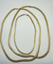 Lot Of 3 Vintage Gold Tone Flat Chain Necklaces. Two 24” &amp; One 16”. - $368.38 MXN