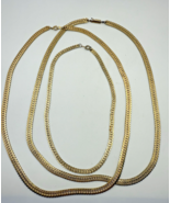 Lot Of 3 Vintage Gold Tone Flat Chain Necklaces. Two 24” &amp; One 16”. - $19.99