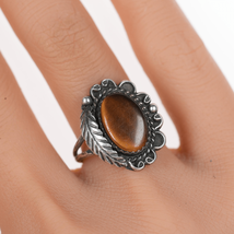 sz7.25 Vintage Native American silver cat&#39;s eye ring - £43.87 GBP