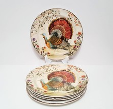 NEW RARE Pottery Barn Set of 4  Botanical Harvest Turkey Dinner Plates  ... - £140.72 GBP