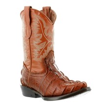 Boys Toddler Cognac Cowboy Boots Crocodile Tail Exotic Print Leather J Toe Kids - £43.95 GBP