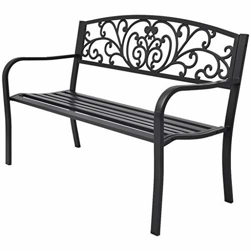 vidaXL Garden Bench 50" Cast Iron Black Outdoor Romantic Porch Park Chair - $173.24
