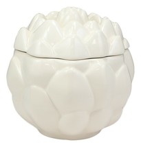 Ebros 6&quot;D Ceramic White Artichoke Condiments Container With Lid Dipping ... - £21.17 GBP