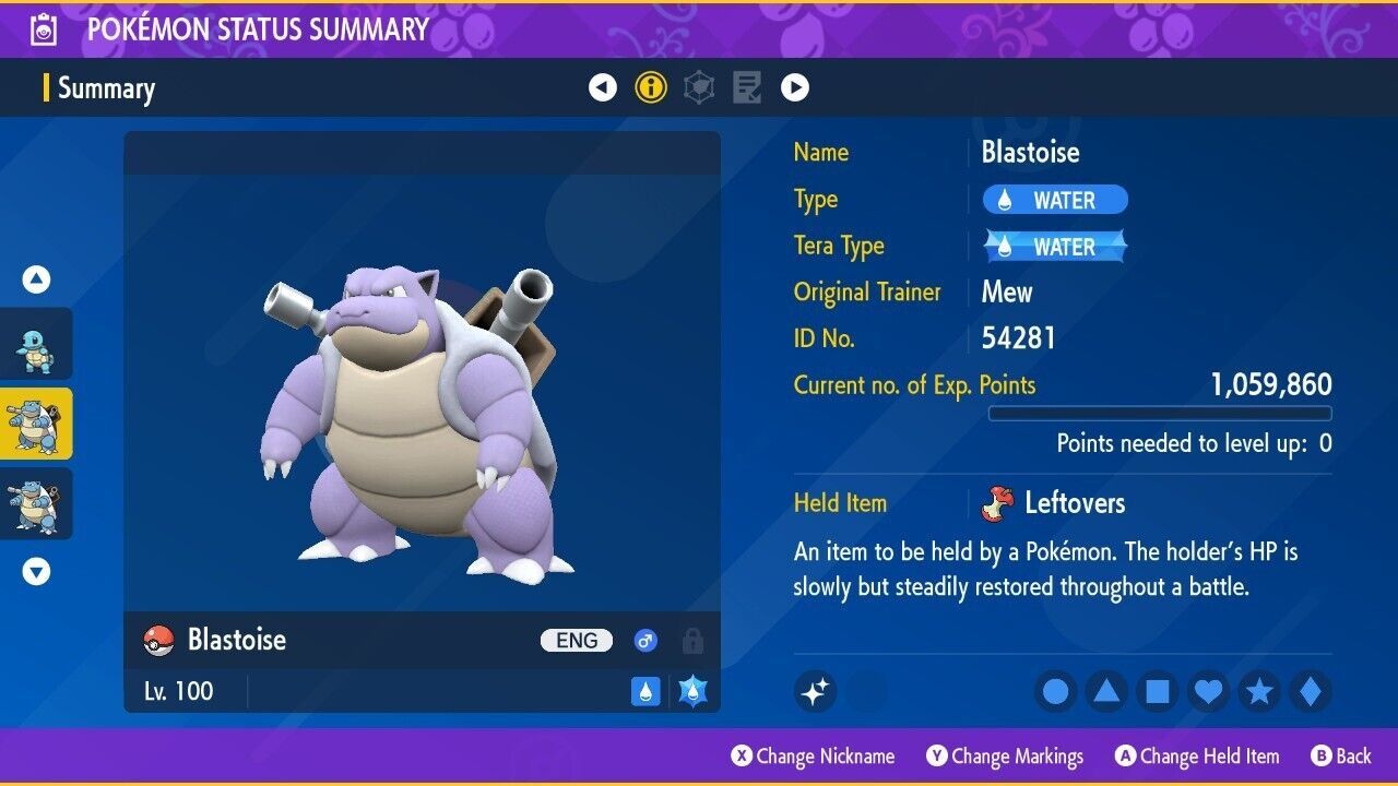 Shiny 6IV XXXL EV Trained Torrent Blastoise Ribbon Master Pokemon Scarlet/Violet