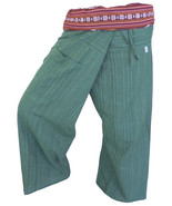 FIS04 darkgreen - Yoga Sport Wrap Trousers Fisherman Thailand Cotton pan... - $19.99