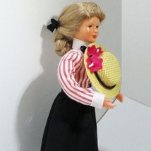 Victorian Lady Doll 11 1111 Red-Wh Stripe Caco Flexible Dressed Dollhous Miniatu - £30.73 GBP