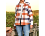 Denim &amp; Co. Canyon Retreat Cozy Plaid Collared Button Front Shacket NVY/... - $24.00