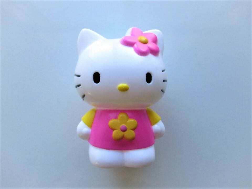 Primary image for New! HELLO KITTY 3" Coin Piggy Bank Figure Decor, Pink Dress with Yellow Flower