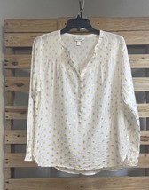 J.Crew Gold Star Silk Cotton Blend Print Popover Long Sleeve Top Size 6 ... - $234.46 MXN