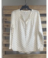 J.Crew Gold Star Silk Cotton Blend Print Popover Long Sleeve Top Size 6 ... - €10,58 EUR