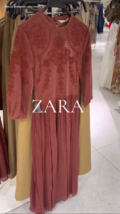 ZARA BNWT 2025. MAROON PINK EMBROIDERED COMBINED DRESS VISCOSE . 6895/28... - $132.61