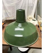 14” Green White Enamel Porcelain Industrial Light Shade reflector Gas St... - €67,83 EUR