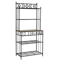 Kitchen Bakers Rack in Black Metal with Marble Finish Top - £244.43 GBP