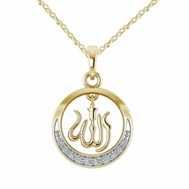 0.13 Ct Round Cut Diamond Islamic Allah Charm Pendant 10K Yellow Gold Plated - £94.90 GBP
