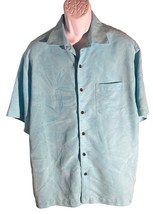 Caribb EAN Men&#39;s Short Sleeve Button Down Blue Floral Shirt Xl - £10.82 GBP