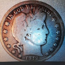 ½ Half Dollar Barber 90% Silver U.S Coin 1912 P Philadelphia Mint 50C KM... - $42.36